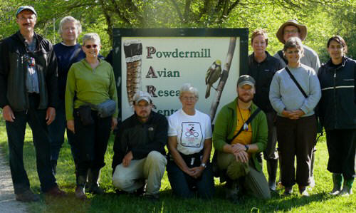 Members of the beginning banding workshop and Powdermill staff