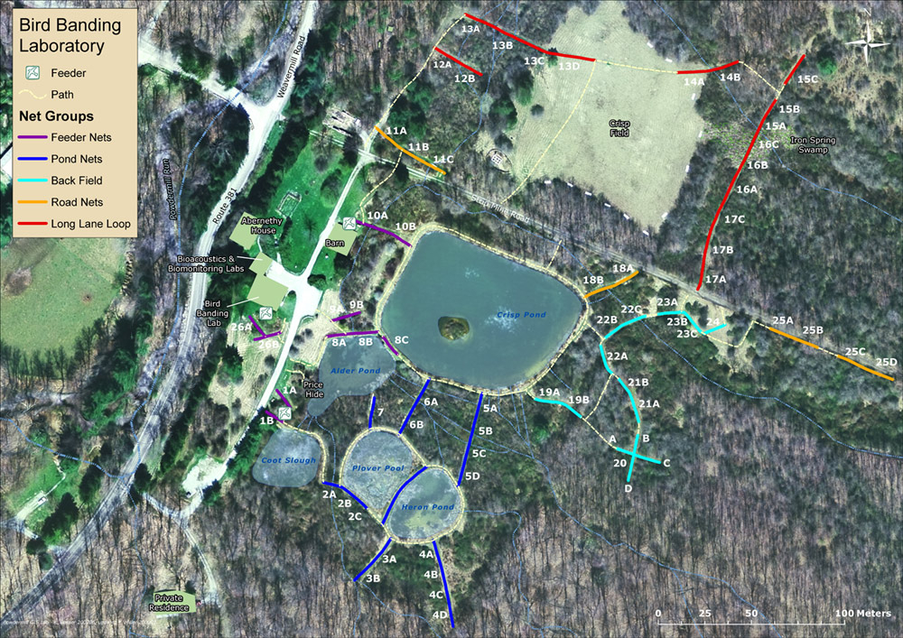 Arial Map showing net lanes at Powdermill