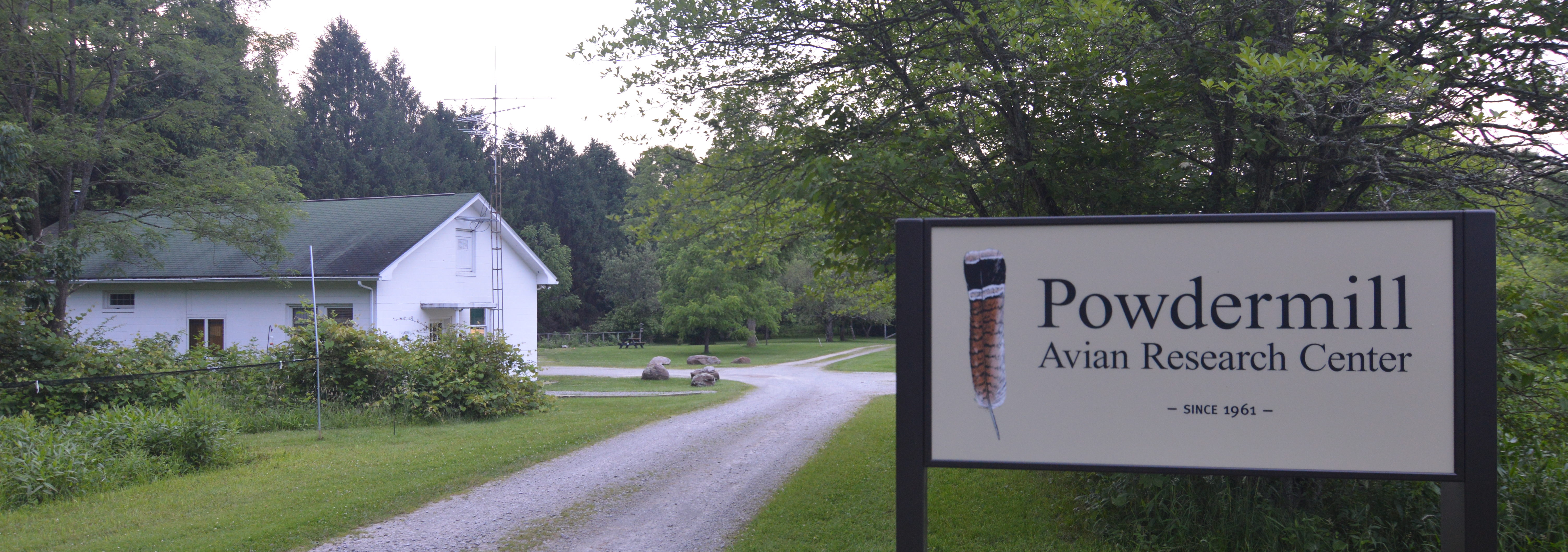Powdermill Avian Research Center lab building and sign