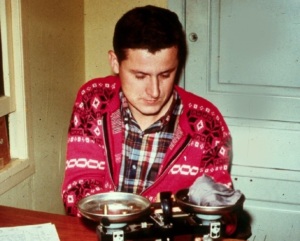 Bob Leberman at Powdermill Avian Research Center, circa 1962